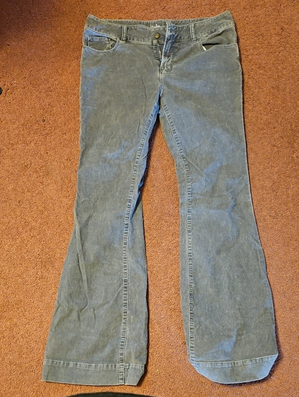 LONDONJEAN Gray Flare Corduroy Jeans